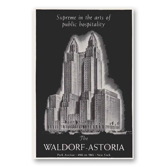 1944 Waldorf Astoria Public Hospitality Vintage Magazine Print Ad