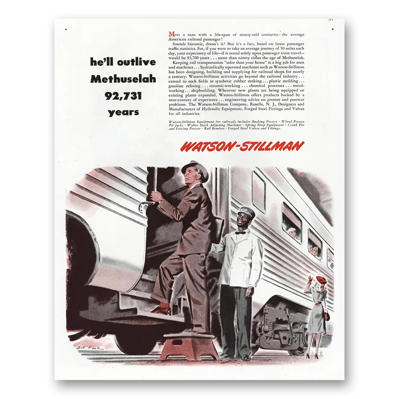 1944 Watson Stillman He'll Outlive Methuselah 92731 Years Vintage Magazine Print Ad