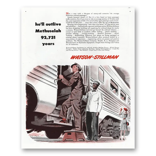 1944 Watson Stillman He'll Outlive Methuselah 92731 Years Vintage Magazine Print Ad