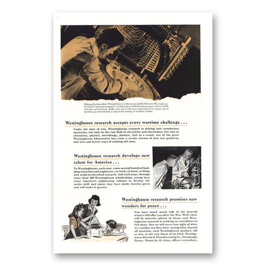 1944 Westinghouse Helping the Tire Maker Vintage Magazine Print Ad