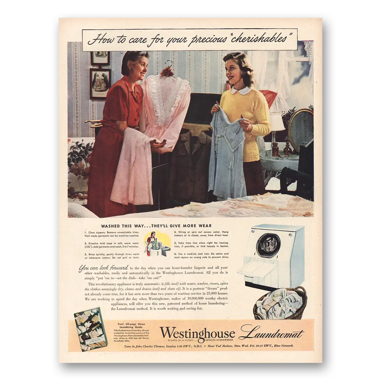 1944 Westinghouse Precious Cherishables Vintage Magazine Print Ad