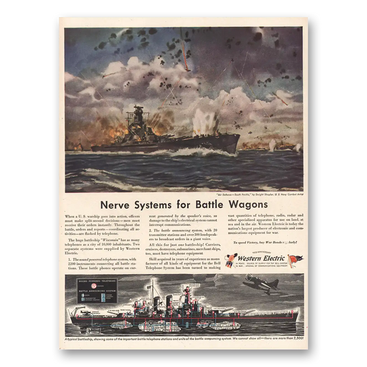 1944 Western Electric Nerve Systems Battle Wagons Vintage Magazine Print Ad