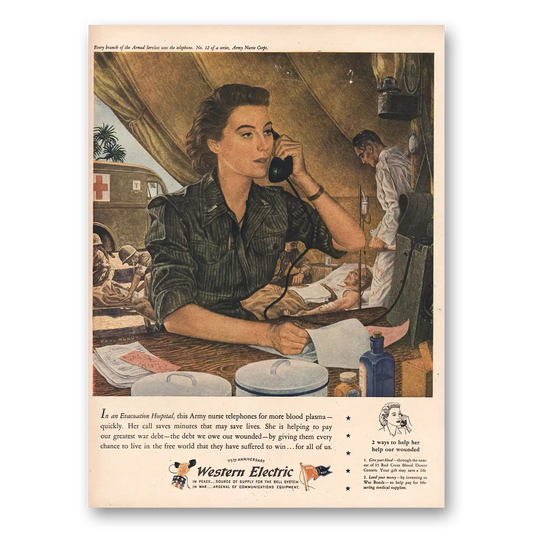 1944 Western Electric Evacuation Hospital Vintage Magazine Print Ad