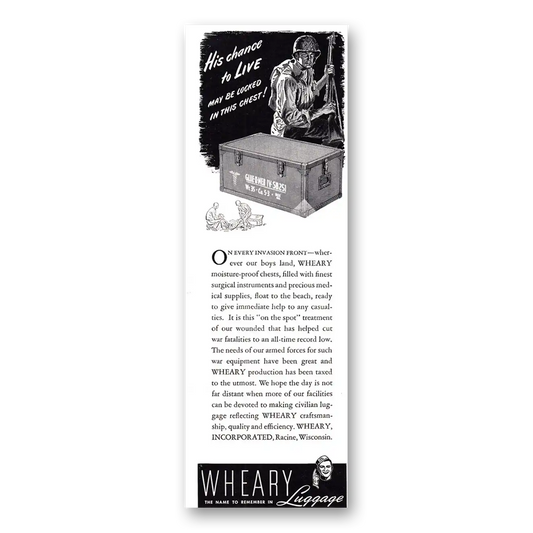 1944 Wheary Luggage His Change to Live Vintage Magazine Print Ad