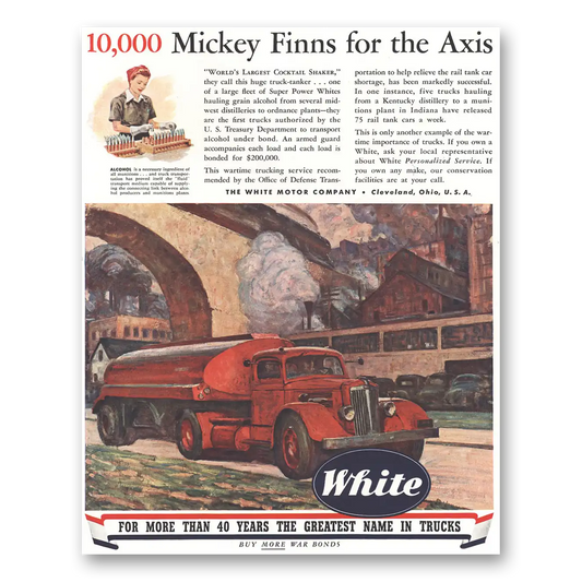 1944 White Trucks Mickey Finns for the Axis Vintage Magazine Print Ad