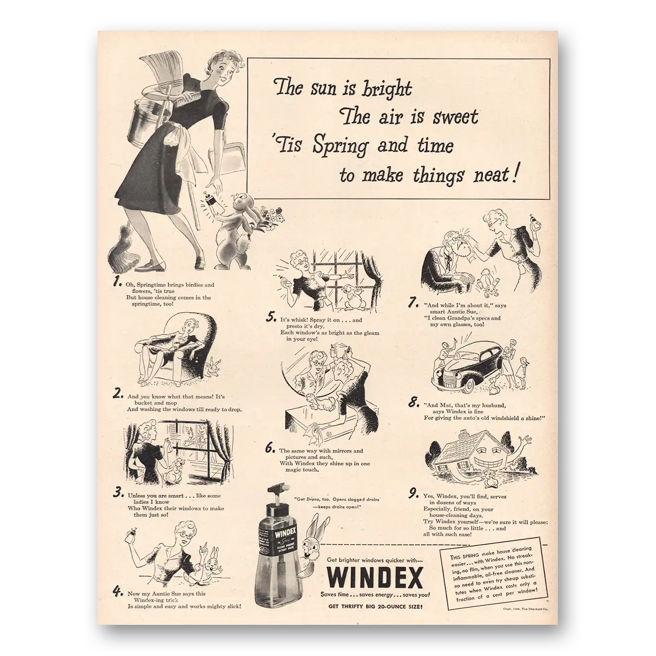 1944 Windex The Sun Is Bright Vintage Magazine Print Ad