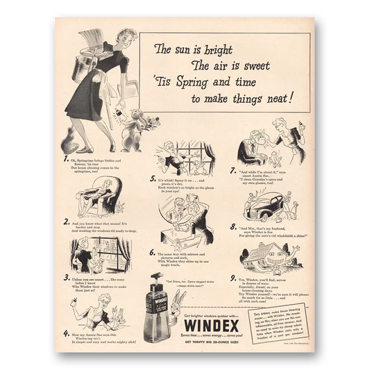 1944 Windex The Sun Is Bright Vintage Magazine Print Ad