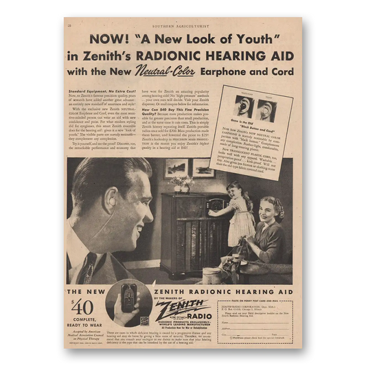 1944 Zenith Hearing Aid Radionic Vintage Magazine Print Ad