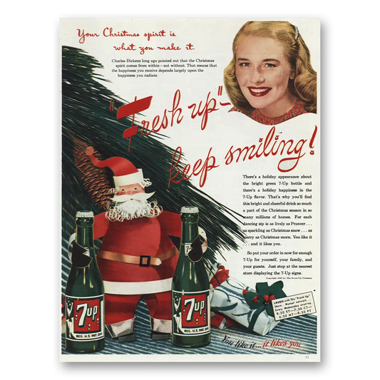 1945 7Up Christmas Spirit Is What You Make It Vintage Magazine Print Ad