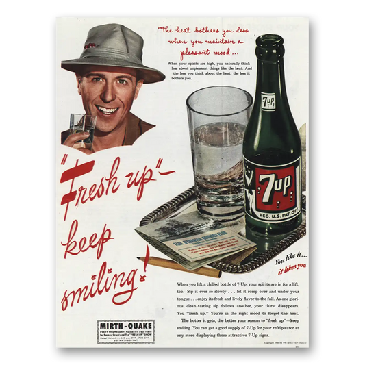 1945 7Up The Heat Bothers You Less Vintage Magazine Print Ad