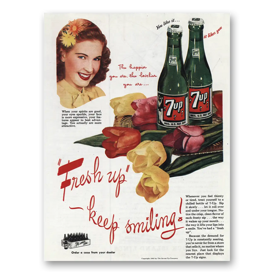 1945 7Up The Happier You Are the Lovelier You Look Vintage Magazine Print Ad