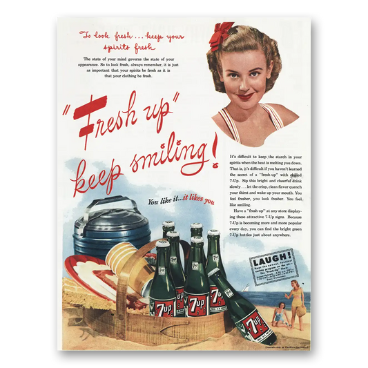 1945 7Up Look Fresh Keep Spirits Fresh Vintage Magazine Print Ad