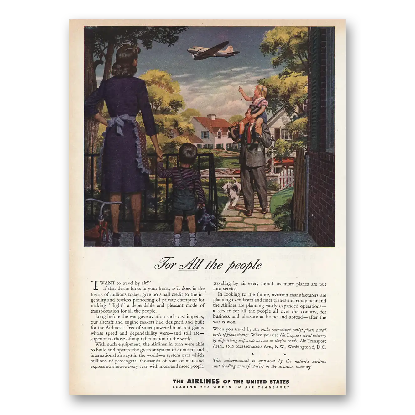 1945 Airlines of the United States For All the People Vintage Magazine Print Ad