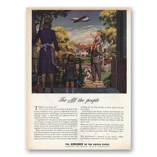 1945 Airlines of the United States For All the People Vintage Magazine Print Ad