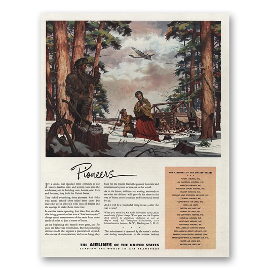 1945 Airlines of the United States Pioneers Vintage Magazine Print Ad