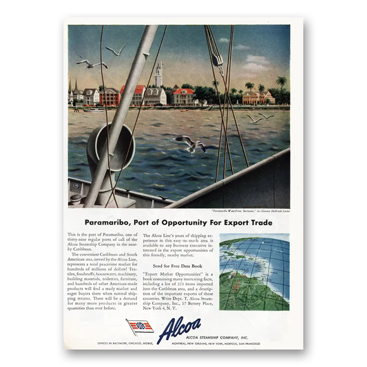 1945 Alcoa Paramaribo Port of Opportunity Vintage Magazine Print Ad