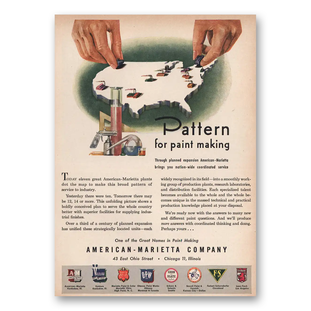 1945 American Marietta Pattern for Paint Making Vintage Magazine Print Ad