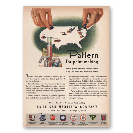 1945 American Marietta Pattern for Paint Making Vintage Magazine Print Ad