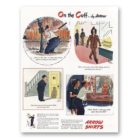 1945 Arrow Shirts On the Cuff Vintage Magazine Print Ad