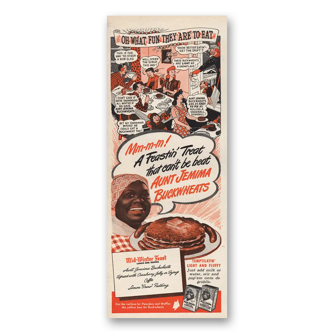 1945 Aunt Jemima Oh What Fun They Are to Eat Vintage Magazine Print Ad