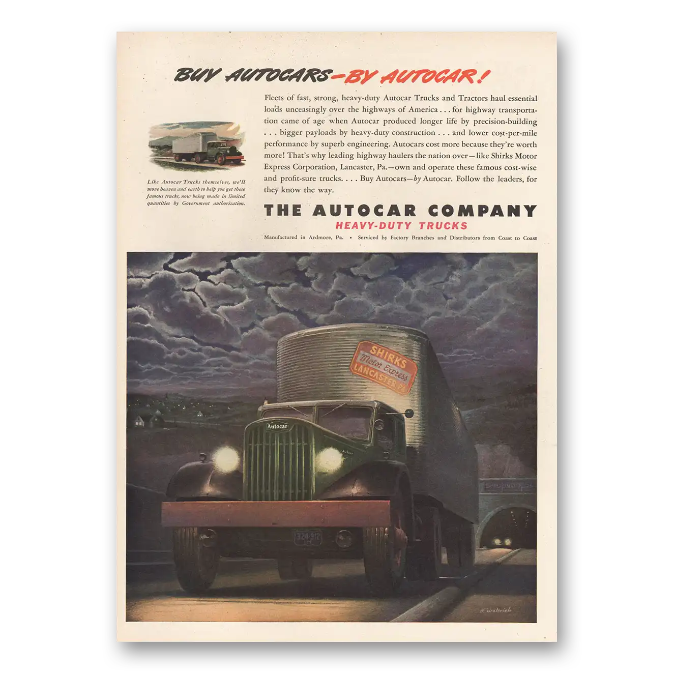 1945 Autocar Trucks Fleets of Fast Strong Heavy Duty Vintage Magazine Print Ad