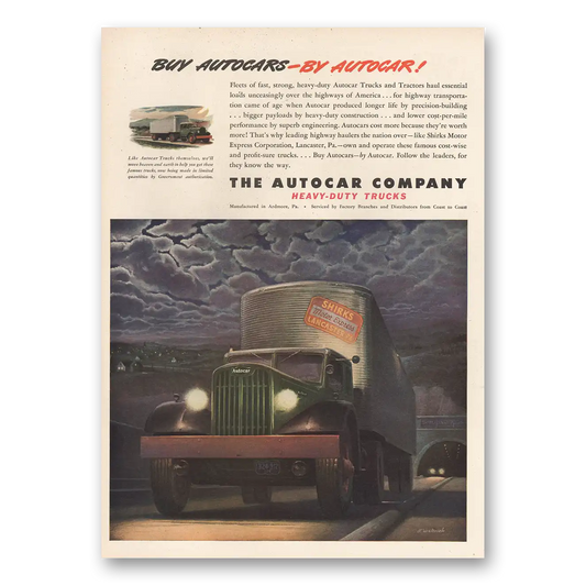 1945 Autocar Trucks Fleets of Fast Strong Heavy Duty Vintage Magazine Print Ad