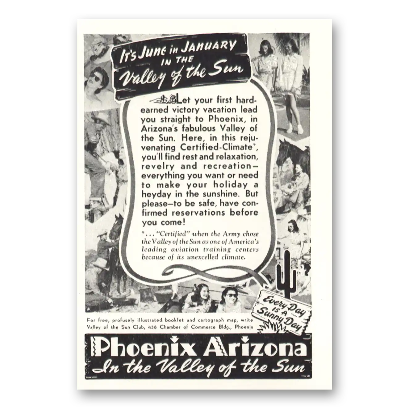 1945 Phoenix Arizona June in January Vintage Magazine Print Ad