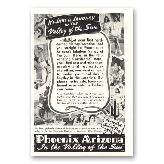 1945 Phoenix Arizona June in January Vintage Magazine Print Ad