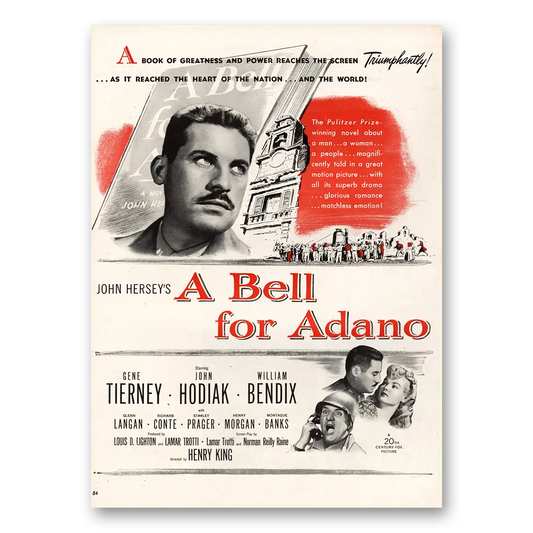 1945 A Bell for Adano Movie Promo Gene Tierney and John Kodiak Vintage Magazine Print Ad