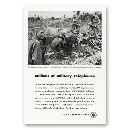 1945 Bell Telephone Millions of Military Telephones Vintage Magazine Print Ad