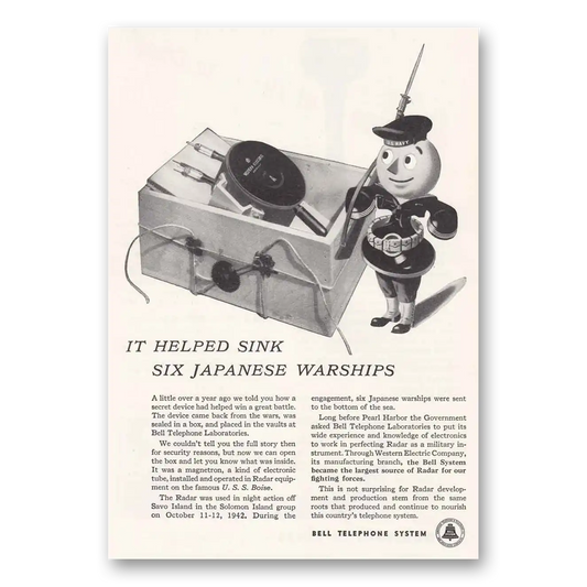 1945 Bell Telephone Helped Sink Six Japanese Warships Vintage Magazine Print Ad