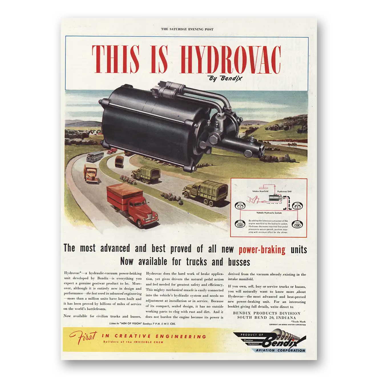 1945 Bendix Aviation This Is Hydrovac Vintage Magazine Print Ad