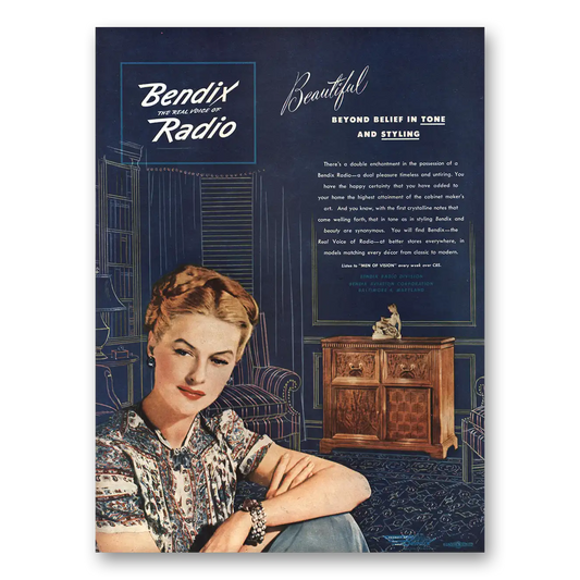 1945 Bendix Radio Beautiful Beyond Belief Tone Vintage Magazine Print Ad