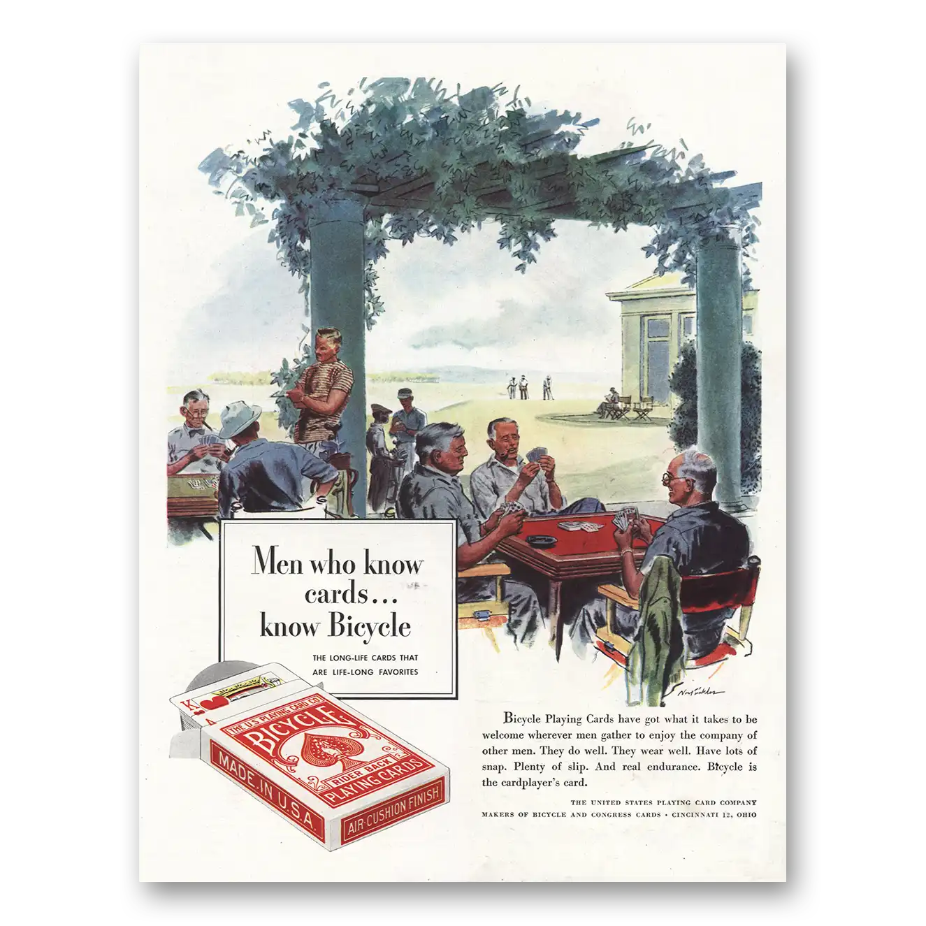 1945 Bicycle Playing Cards Men Who Know Cards Vintage Magazine Print Ad