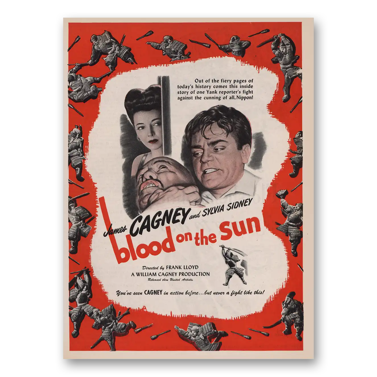 1945 Blood On the Sun Movie Promo James Cagney Vintage Magazine Print Ad