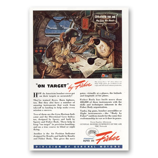 1945 Body by Fisher On Target Vintage Magazine Print Ad