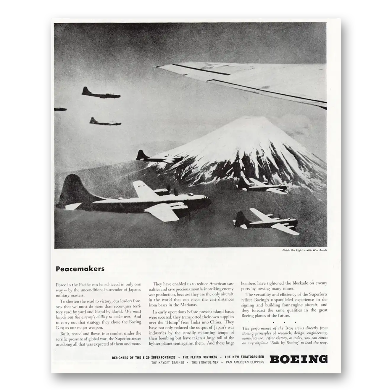 1945 Boeing Superfortress Peacemakers Vintage Magazine Print Ad