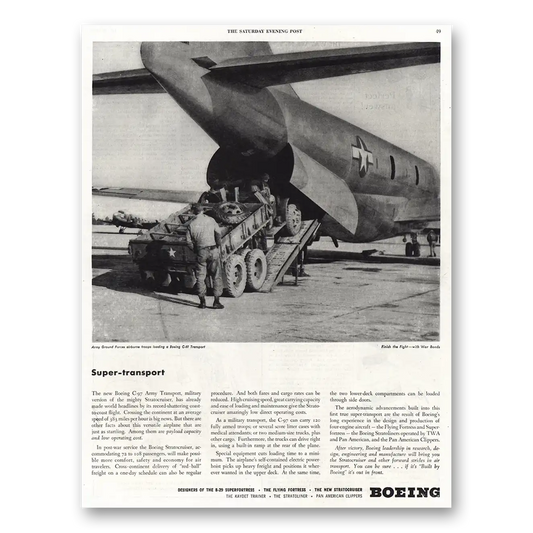 1945 Boeing Super Transport Vintage Magazine Print Ad