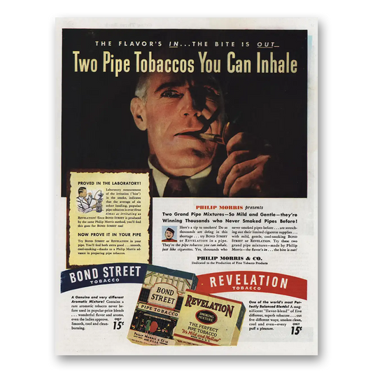 1945 Philip Morris Bond Street and Revelation Tobacco Vintage Magazine Print Ad