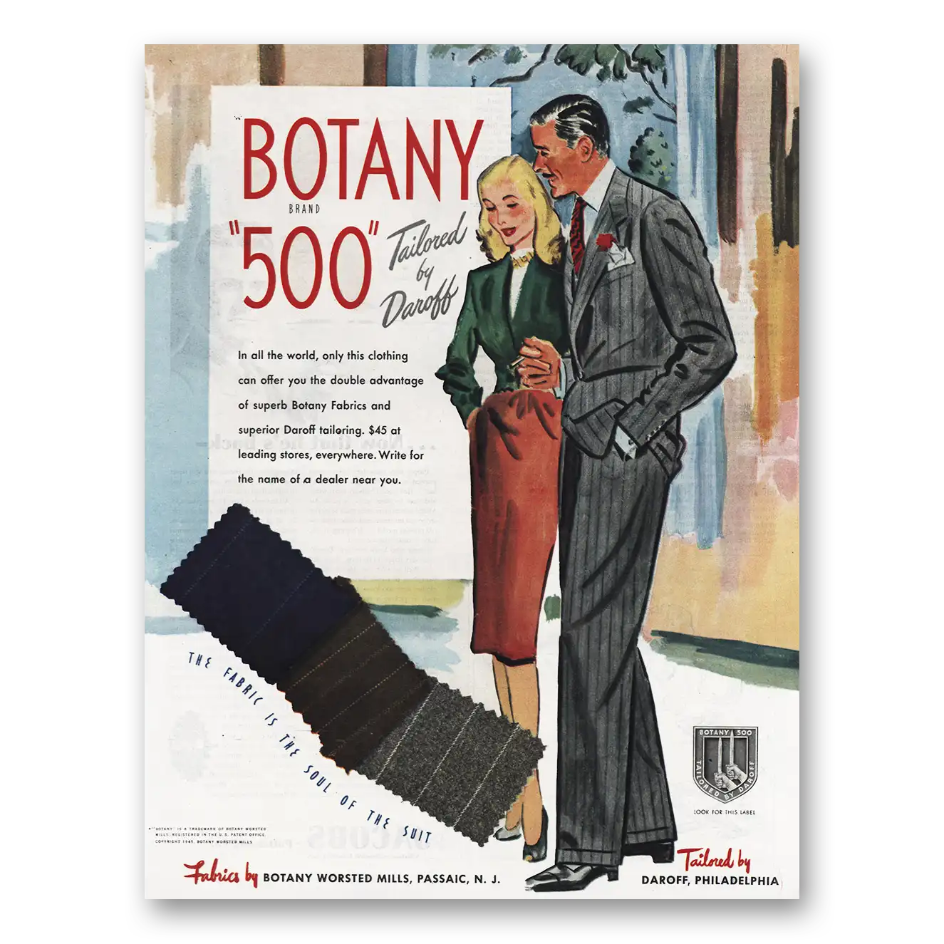 1945 Botany Tailored By Daroff Vintage Magazine Print Ad