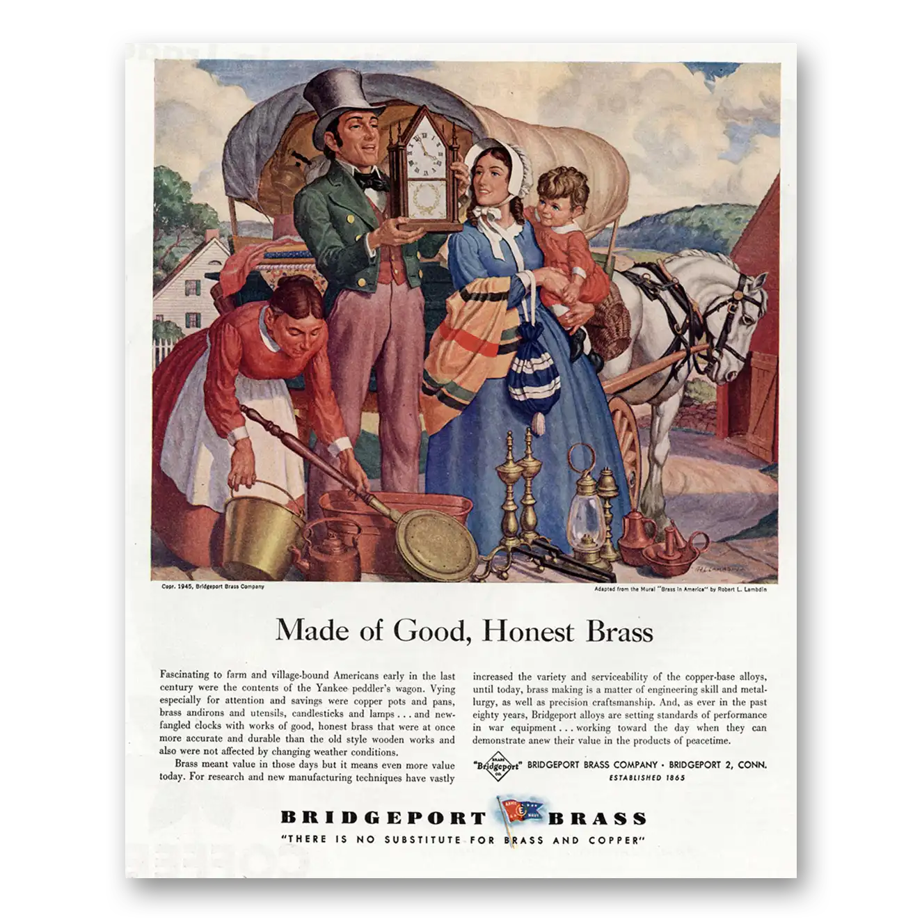 1945 Bridgeport Brass Brass in America Good Honest Vintage Magazine Print Ad