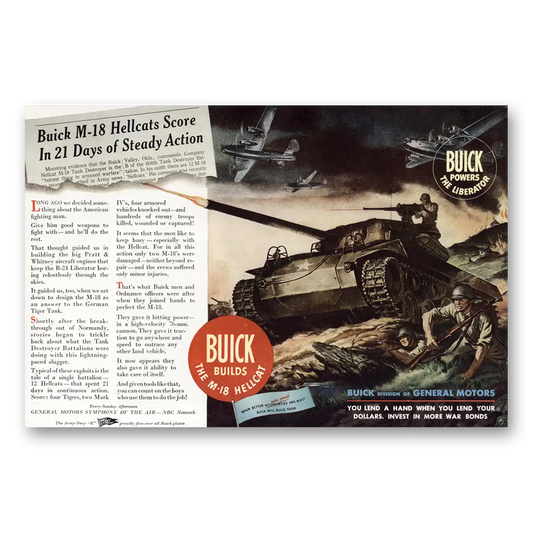 1945 Buick Aviation Hellcats Score Vintage Magazine Print Ad