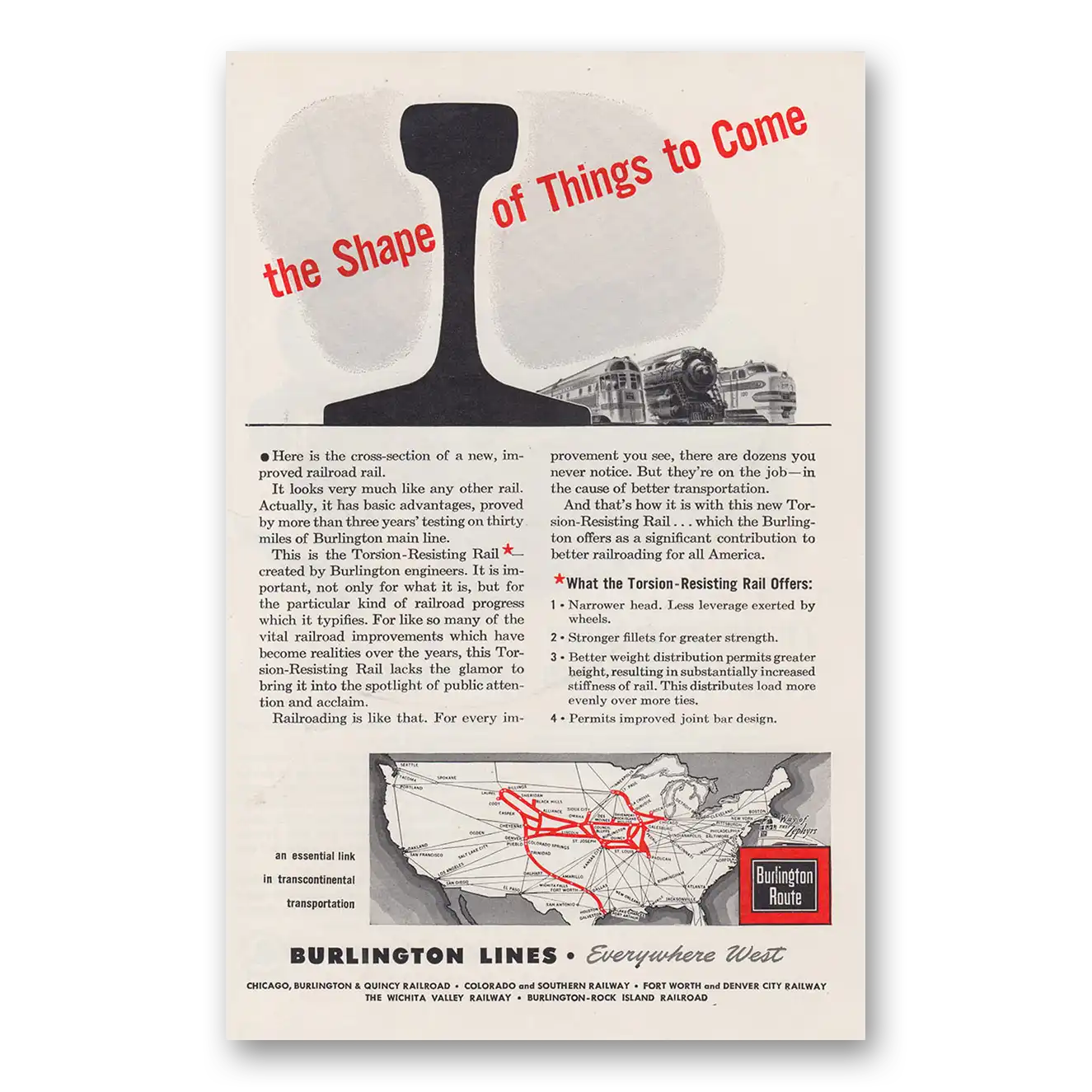 1945 Burlington Route Shape of Things to Come Vintage Magazine Print Ad