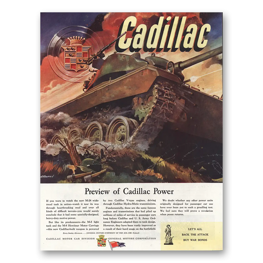 1945 Cadillac Preview of Cadillac Power Vintage Magazine Print Ad