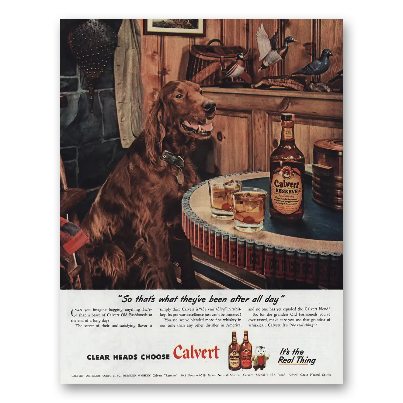 1945 Calvert Reserve Been After All Day Vintage Magazine Print Ad