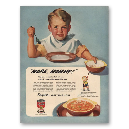 1945 Campbells Soup More Mommy Vintage Magazine Print Ad