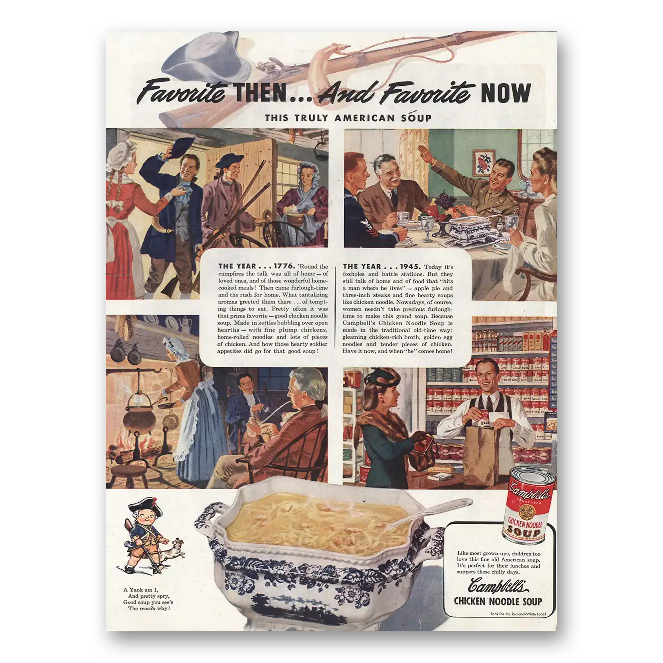 1945 Campbells Soup Favorite Then and Now LRG Vintage Magazine Print Ad