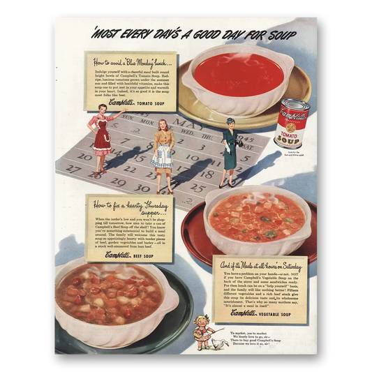 1945 Campbells Soup Good Day for Soup Vintage Magazine Print Ad