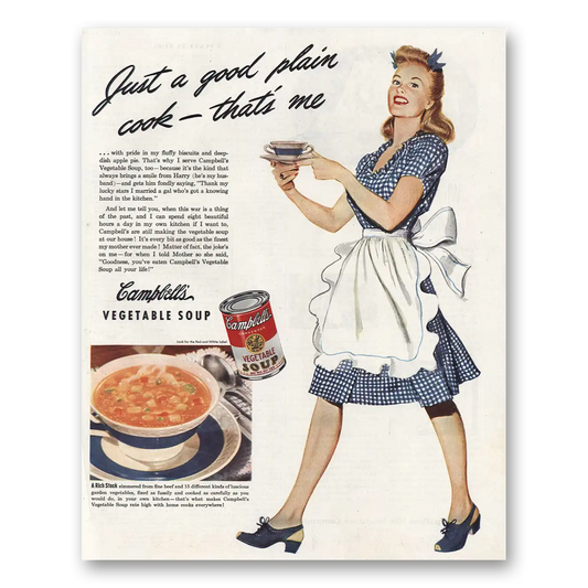 1945 Campbells Soup Good Plain Cook Vintage Magazine Print Ad