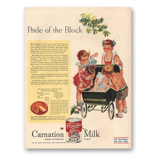 1945 Carnation Milk Pride of the Block Vintage Magazine Print Ad